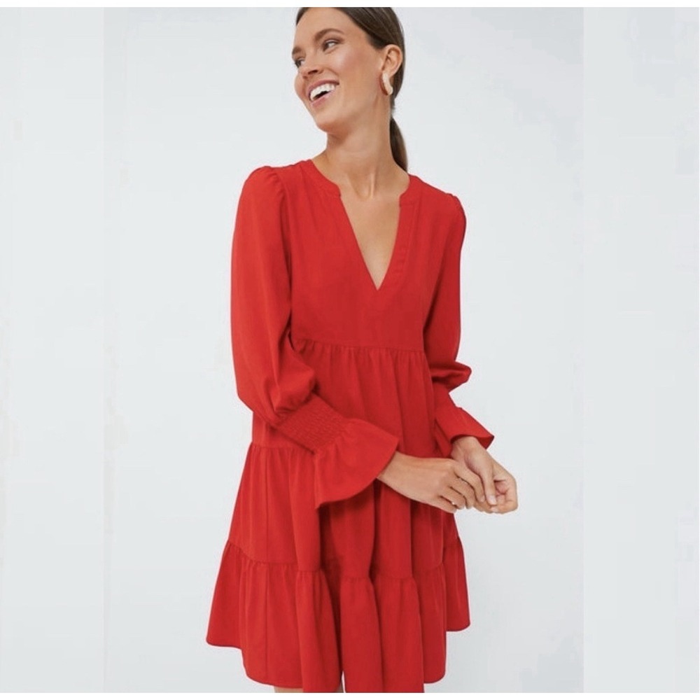Tuckernuck‎ POMANDER PLACE Red Crepe Kenzo Dress XS